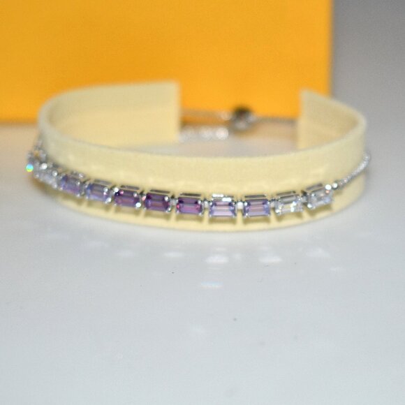 Swarovski Matrix Purple Baguette Cut Adjustable Bracelet #5707199 NWT - Picture 1 of 9
